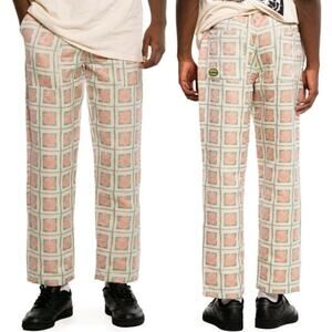 Pleasures Slippy Easy Pant Tapestry Floral Jaquard Pull On Drawstring In Cream L